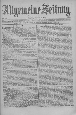 Allgemeine Zeitung Samstag 7. März 1874