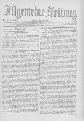 Allgemeine Zeitung Montag 9. März 1874