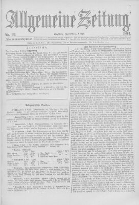 Allgemeine Zeitung Donnerstag 9. April 1874