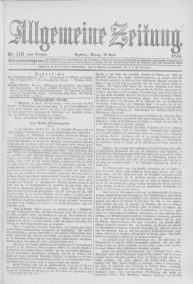 Allgemeine Zeitung Montag 20. April 1874