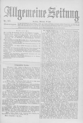 Allgemeine Zeitung Mittwoch 10. Juni 1874