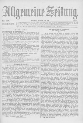 Allgemeine Zeitung Mittwoch 17. Juni 1874