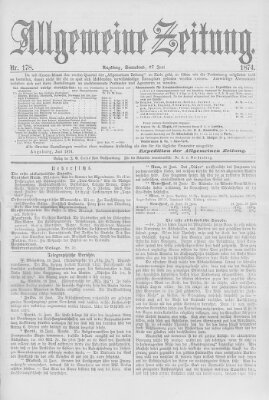 Allgemeine Zeitung Samstag 27. Juni 1874