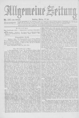 Allgemeine Zeitung Montag 29. Juni 1874