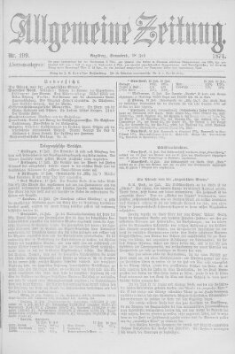 Allgemeine Zeitung Samstag 18. Juli 1874