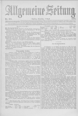 Allgemeine Zeitung Donnerstag 6. August 1874