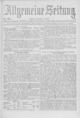 Allgemeine Zeitung Donnerstag 27. August 1874