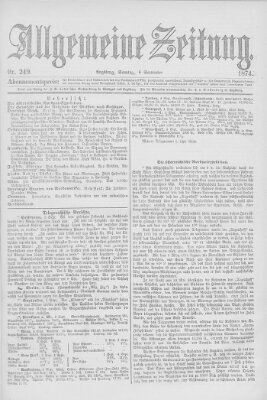 Allgemeine Zeitung Sonntag 6. September 1874