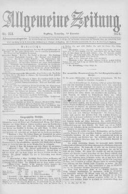Allgemeine Zeitung Donnerstag 10. September 1874