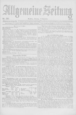 Allgemeine Zeitung Sonntag 13. September 1874