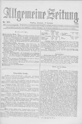 Allgemeine Zeitung Samstag 26. September 1874