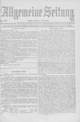 Allgemeine Zeitung Mittwoch 30. September 1874