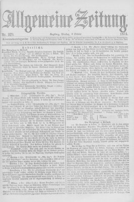 Allgemeine Zeitung Dienstag 6. Oktober 1874