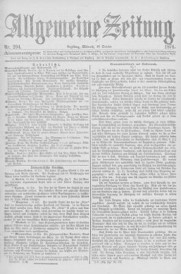 Allgemeine Zeitung Mittwoch 21. Oktober 1874