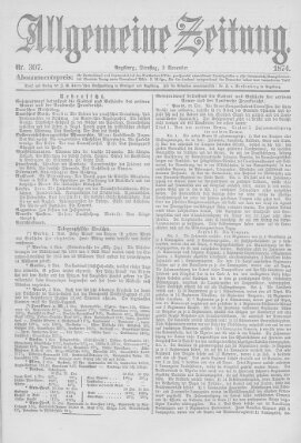 Allgemeine Zeitung Dienstag 3. November 1874