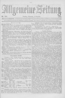 Allgemeine Zeitung Donnerstag 12. November 1874