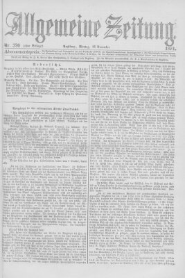 Allgemeine Zeitung Montag 16. November 1874