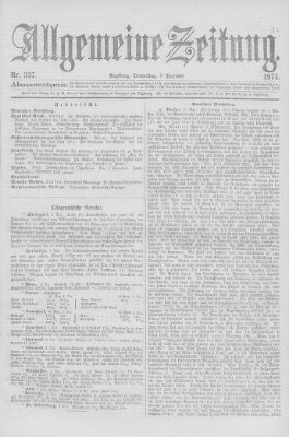 Allgemeine Zeitung Donnerstag 3. Dezember 1874