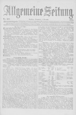 Allgemeine Zeitung Samstag 5. Dezember 1874