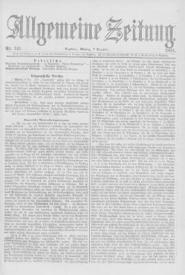 Allgemeine Zeitung Montag 7. Dezember 1874