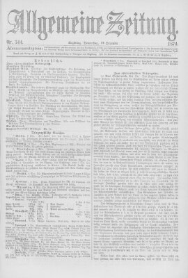 Allgemeine Zeitung Donnerstag 10. Dezember 1874