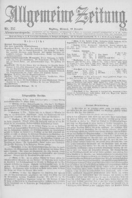 Allgemeine Zeitung Mittwoch 23. Dezember 1874