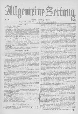 Allgemeine Zeitung Donnerstag 9. Januar 1873