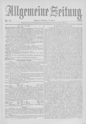 Allgemeine Zeitung Samstag 11. Januar 1873