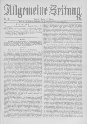 Allgemeine Zeitung Montag 13. Januar 1873