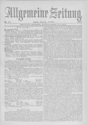 Allgemeine Zeitung Samstag 18. Januar 1873