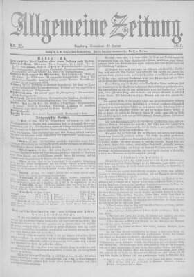 Allgemeine Zeitung Samstag 25. Januar 1873