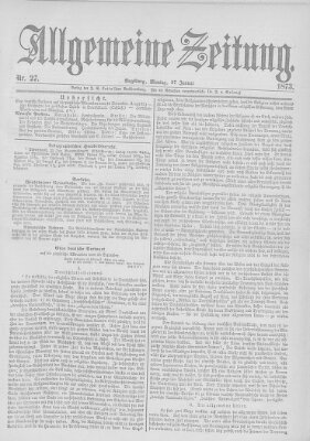 Allgemeine Zeitung Montag 27. Januar 1873