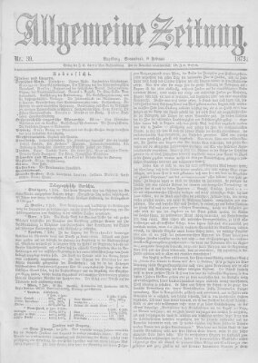 Allgemeine Zeitung Samstag 8. Februar 1873