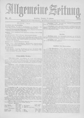 Allgemeine Zeitung Dienstag 11. Februar 1873