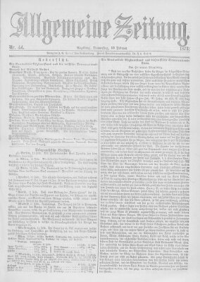 Allgemeine Zeitung Donnerstag 13. Februar 1873