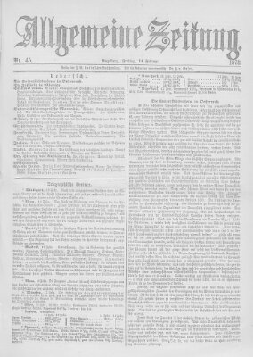 Allgemeine Zeitung Freitag 14. Februar 1873