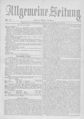 Allgemeine Zeitung Mittwoch 26. Februar 1873