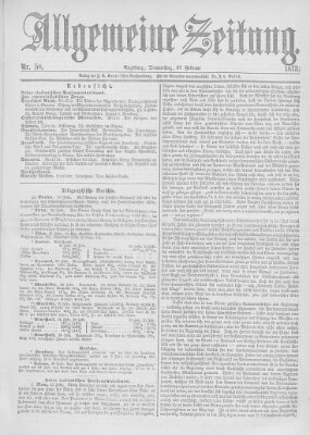 Allgemeine Zeitung Donnerstag 27. Februar 1873