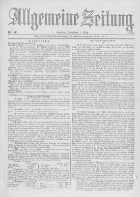 Allgemeine Zeitung Samstag 1. März 1873