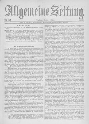 Allgemeine Zeitung Montag 3. März 1873