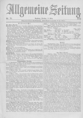 Allgemeine Zeitung Dienstag 11. März 1873