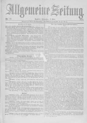 Allgemeine Zeitung Donnerstag 13. März 1873