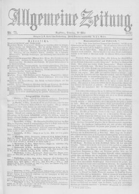 Allgemeine Zeitung Sonntag 16. März 1873