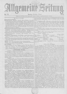 Allgemeine Zeitung Dienstag 1. April 1873