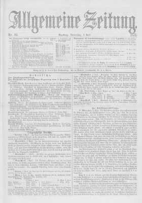 Allgemeine Zeitung Donnerstag 3. April 1873