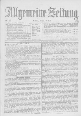 Allgemeine Zeitung Dienstag 29. April 1873