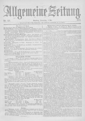 Allgemeine Zeitung Donnerstag 1. Mai 1873