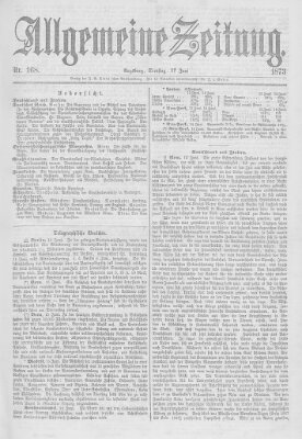 Allgemeine Zeitung Dienstag 17. Juni 1873