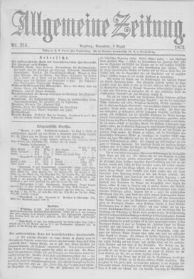 Allgemeine Zeitung Samstag 2. August 1873