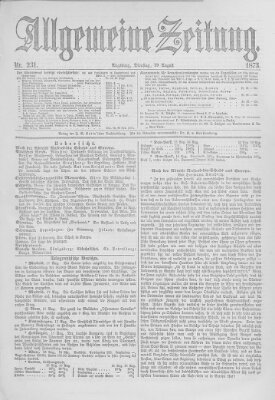 Allgemeine Zeitung Dienstag 19. August 1873